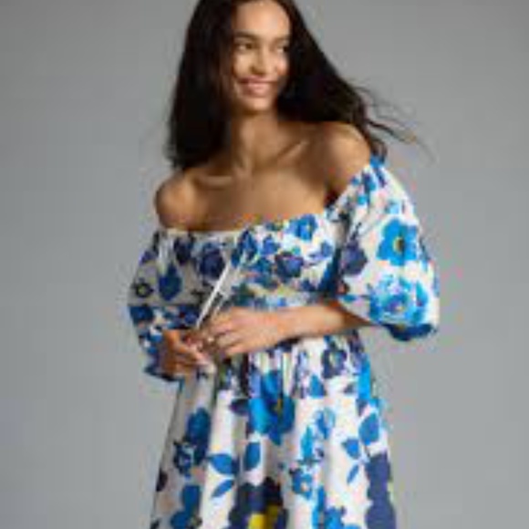 Brand New Plenty by Tracy Reese Off-The-Shoulder Puff-Sleeve Smocked Dress - Picture 5 of 13